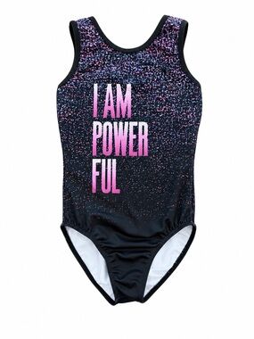 Destira Youth Medium I Am Powerful Gymnastics Leotard Multicolor
